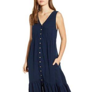 Lexa Sleeveless Cotton Double Cloth Midi Dress, L